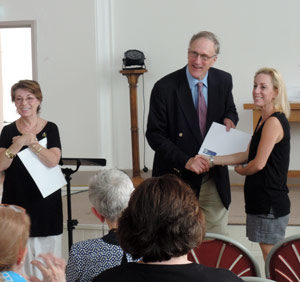 Jen Keretnick receiving her Certificate of Participation from Canterbury MP, Sir Julian Brazier.